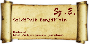 Szlávik Benjámin névjegykártya