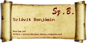 Szlávik Benjámin névjegykártya