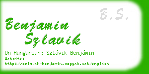 benjamin szlavik business card