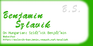 benjamin szlavik business card